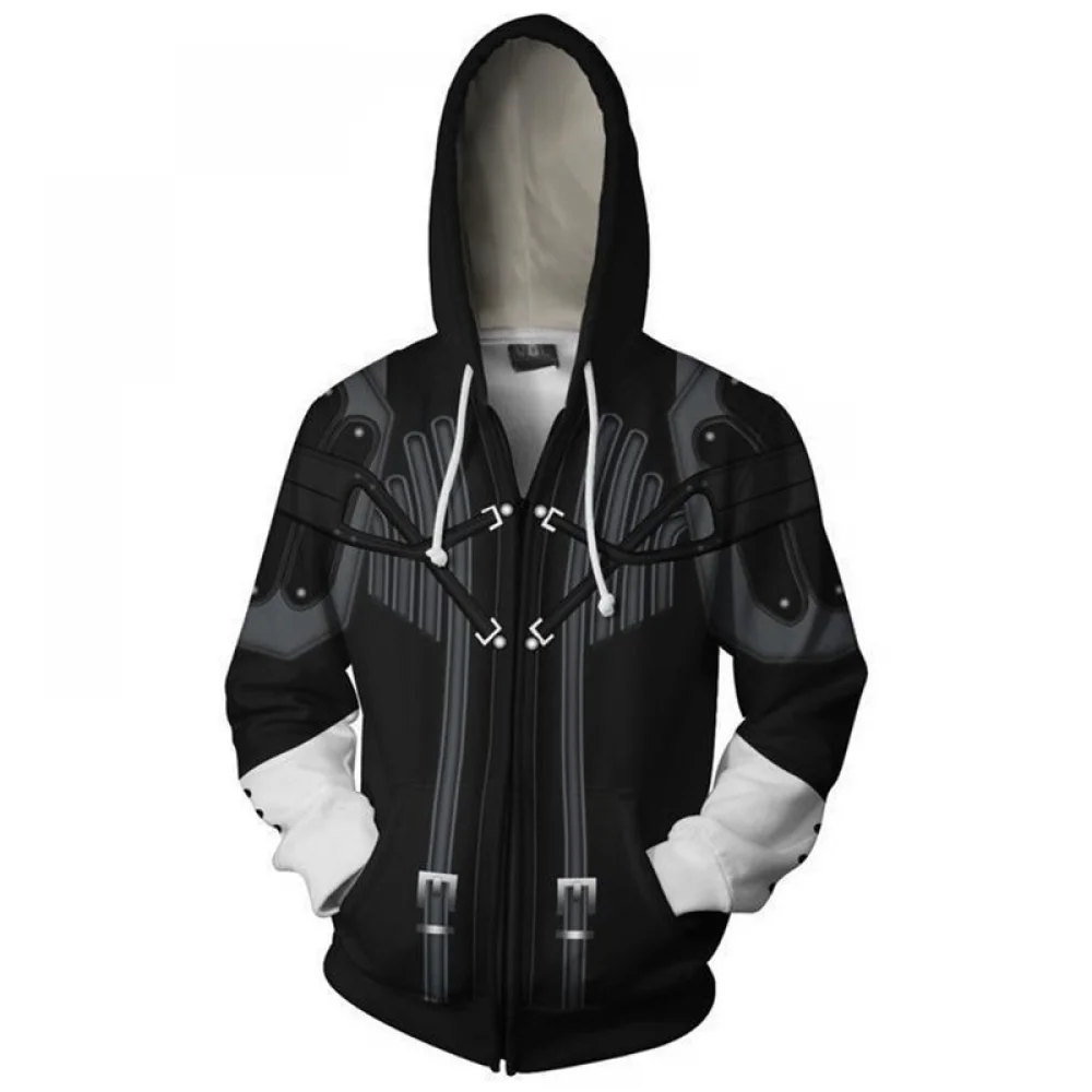 Unisex Game Kingdom 3D Sweatshirt Hearts Sora Riku Kairi Cosplay Zipper Hoodies Casual Jacket Outfit