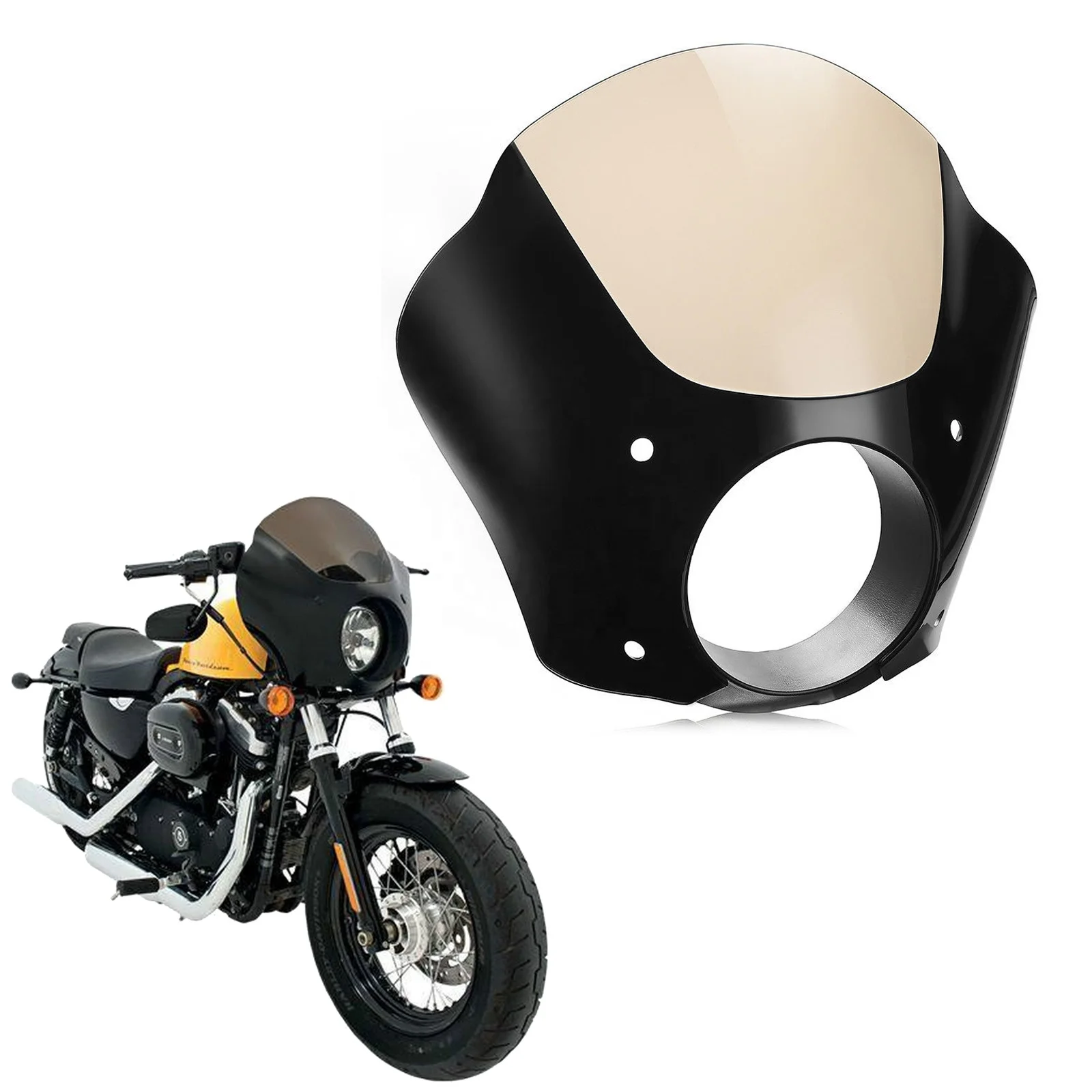

Black Windshield Cafe Racer Windscreen Fairing For Sportster XL 883 1200 FXDL 1986-2016