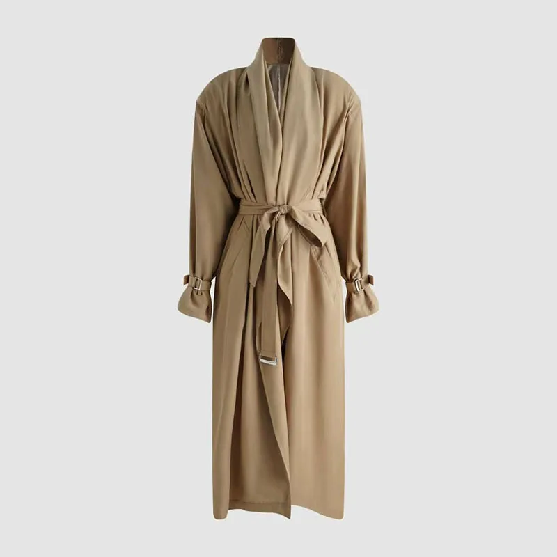 Fall 2026, New Arrival, Women's Shawl-Collar Trench Coat, Fashionable, Casual, and Versatile Long Jacket, High-Quality Coat, Y2K