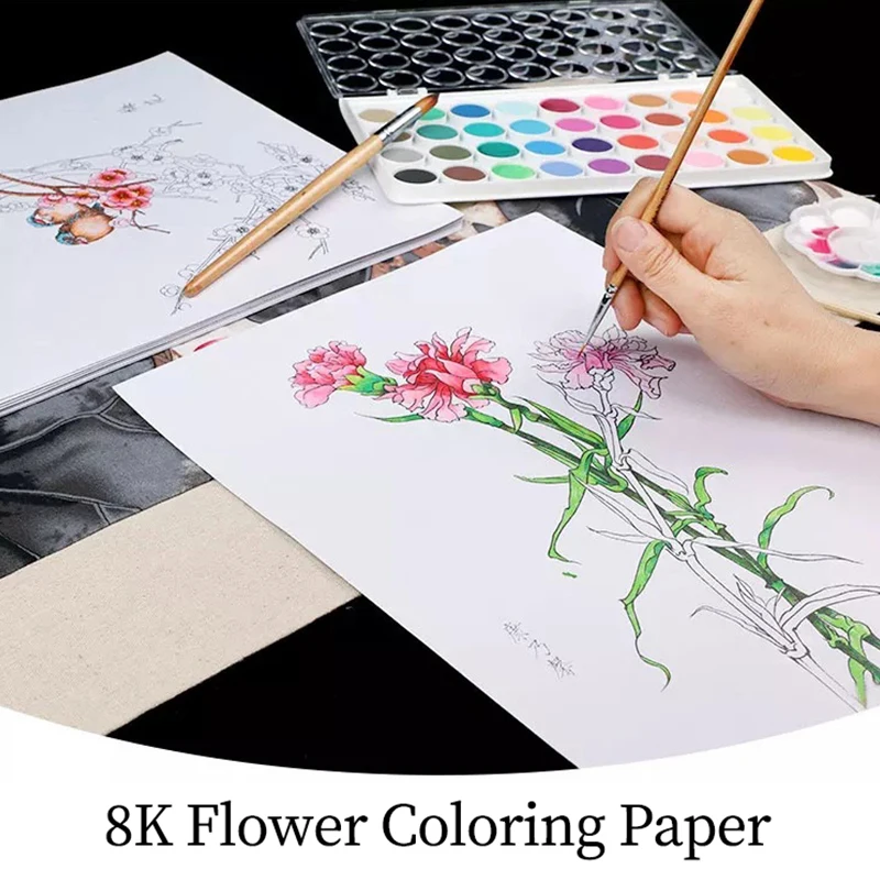 20 Sheets 8K Watercolor Paper Adults Coloring Plant And Flower Series DIY Toys gifts Children School Drawing Art Supplies Gifts