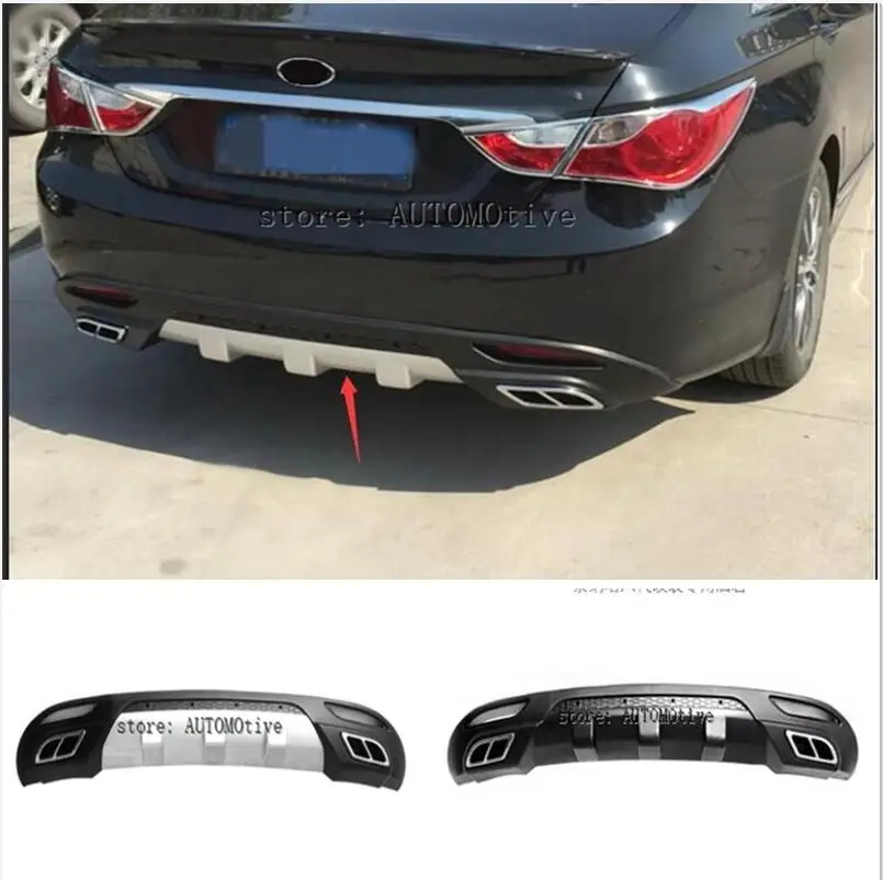 High Quality Black PP Rear Bumper guard Diffuser, rear lip with chrome line For 2011 2012 2013 for Hyundai SONATA 8GE i45