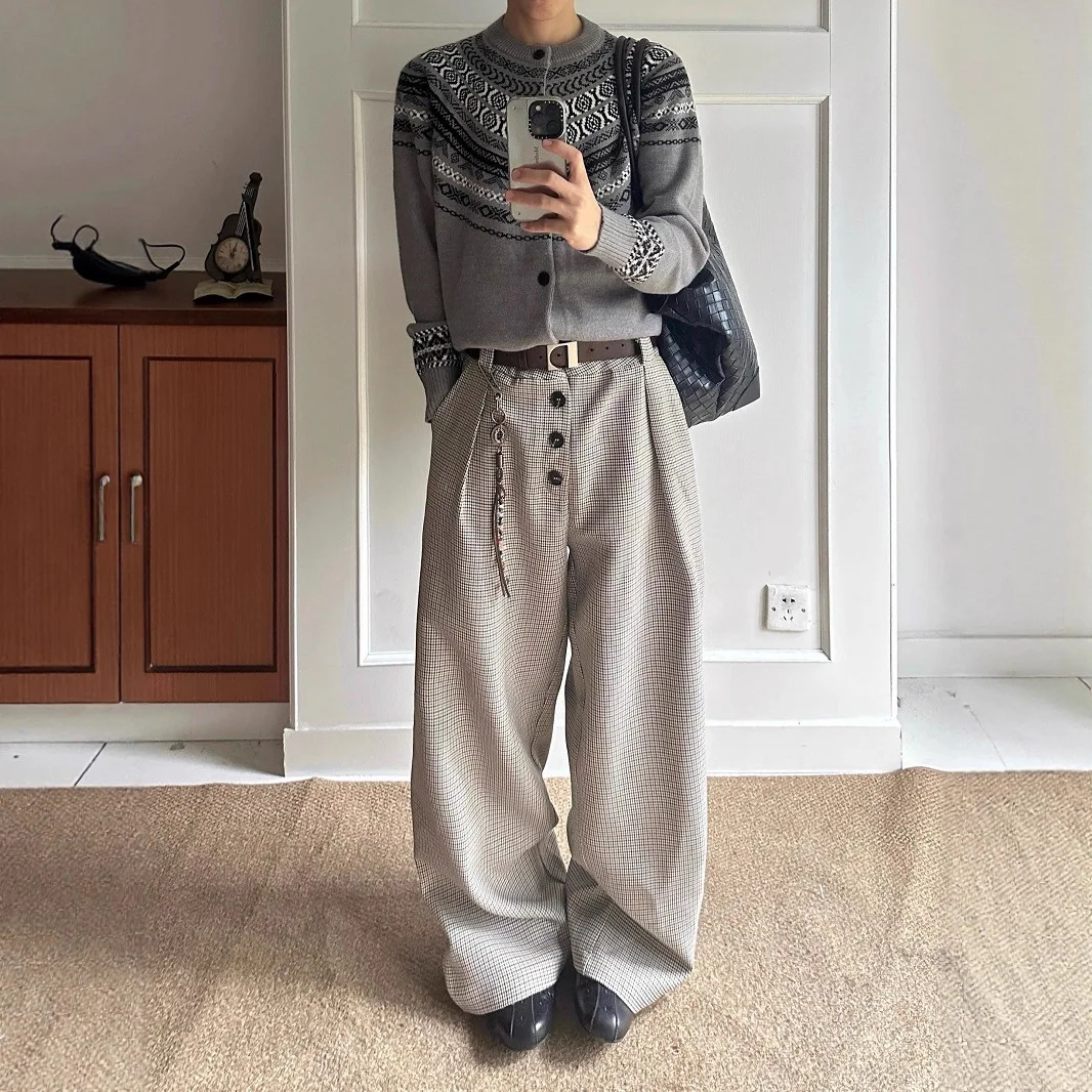 

2026 New Composite Pleated Button Fly A Line Wide Leg Suit Pants For Men Old Money Style Cleanfit Commute Versatile Trousers