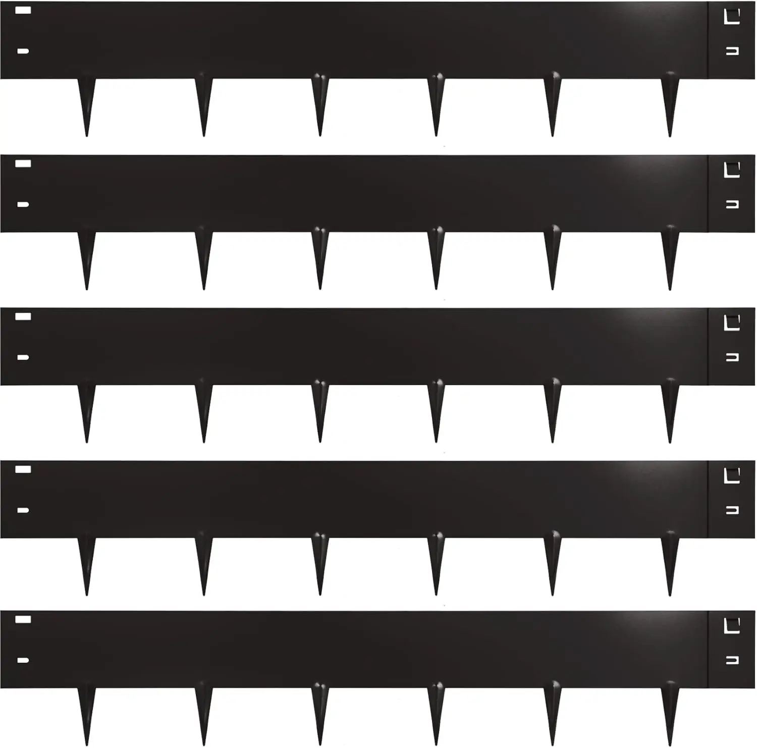 

40-Inch Landscape Edging Strips, 6-Inch Depth Metal Border for Lawn, Garden, Backyard, Playground - 5-Pack Black