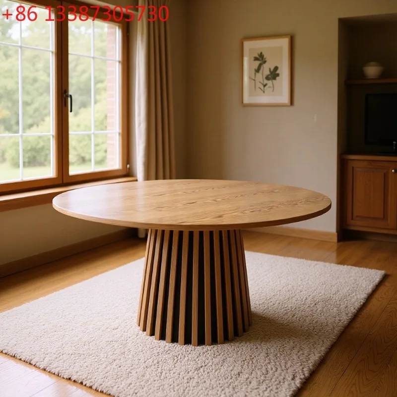 

Обеденный стол из массива дерева, круглый, для маленькой квартиры, современный, простой, для дома