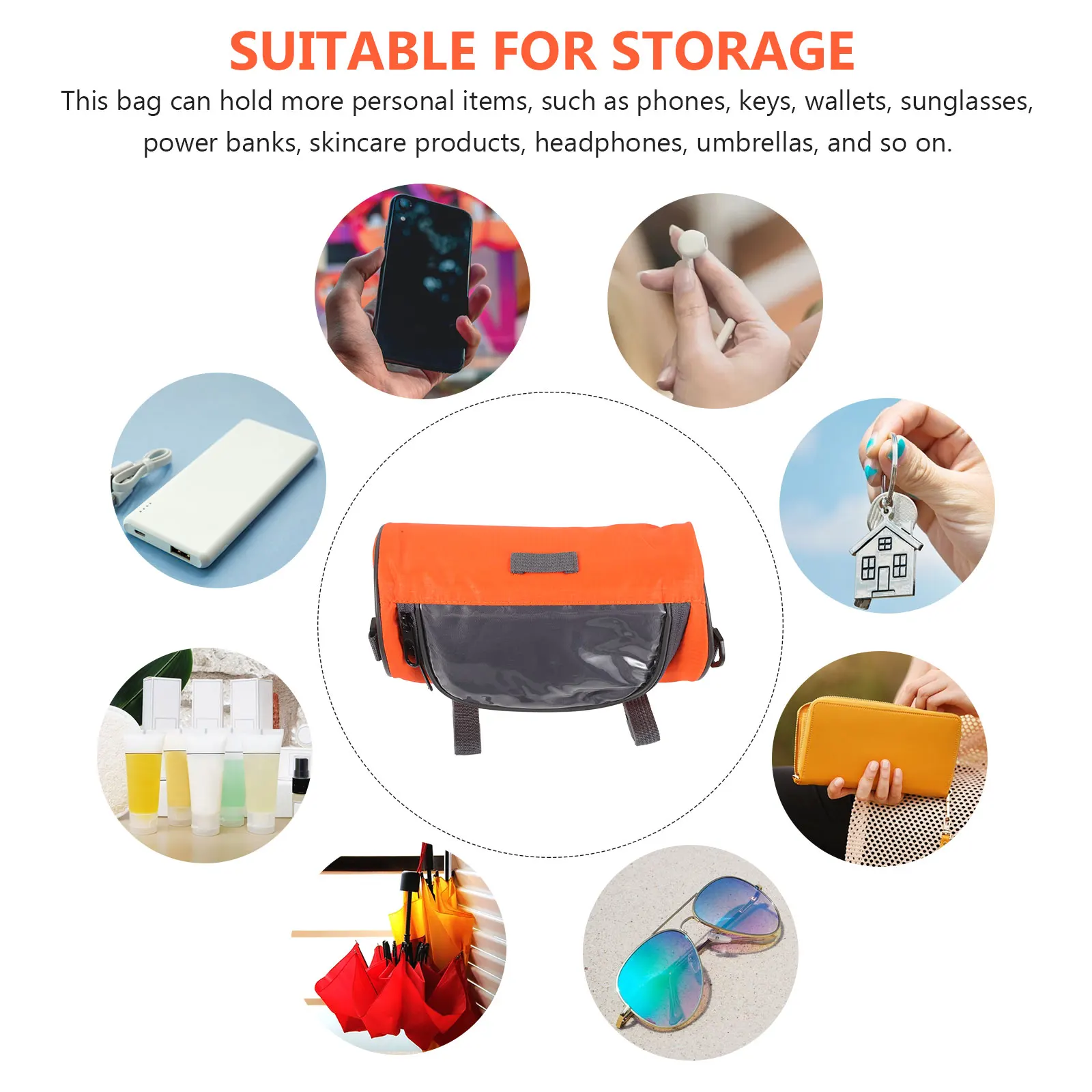 

Bike Handlebar Bag Waterproof Oxford Cloth PVC Phone Pouch Durable Front Pack for Bicycles Motorcycle