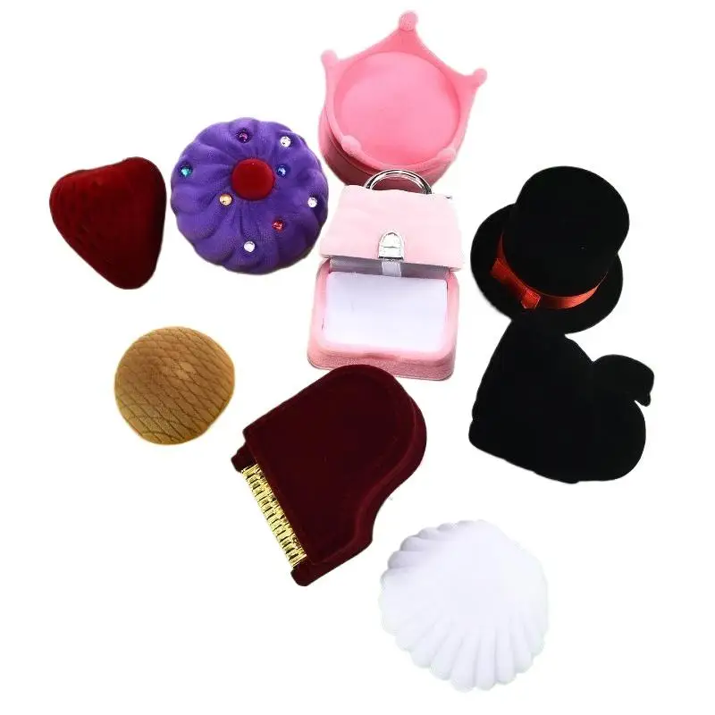 1 Stück Liebliche Samt-Schmuckbox, Behälter für Hochzeitsringe, für Ohrringe, Halsketten, Armbänder, Geschenkbox, 13 Ausführungen – Detail 6