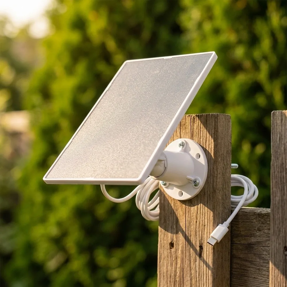 5W Solar Panel for Security Cameras Features Dual Output Ports USB and USB-C Ensures Broad Device Compatibility and Convenience