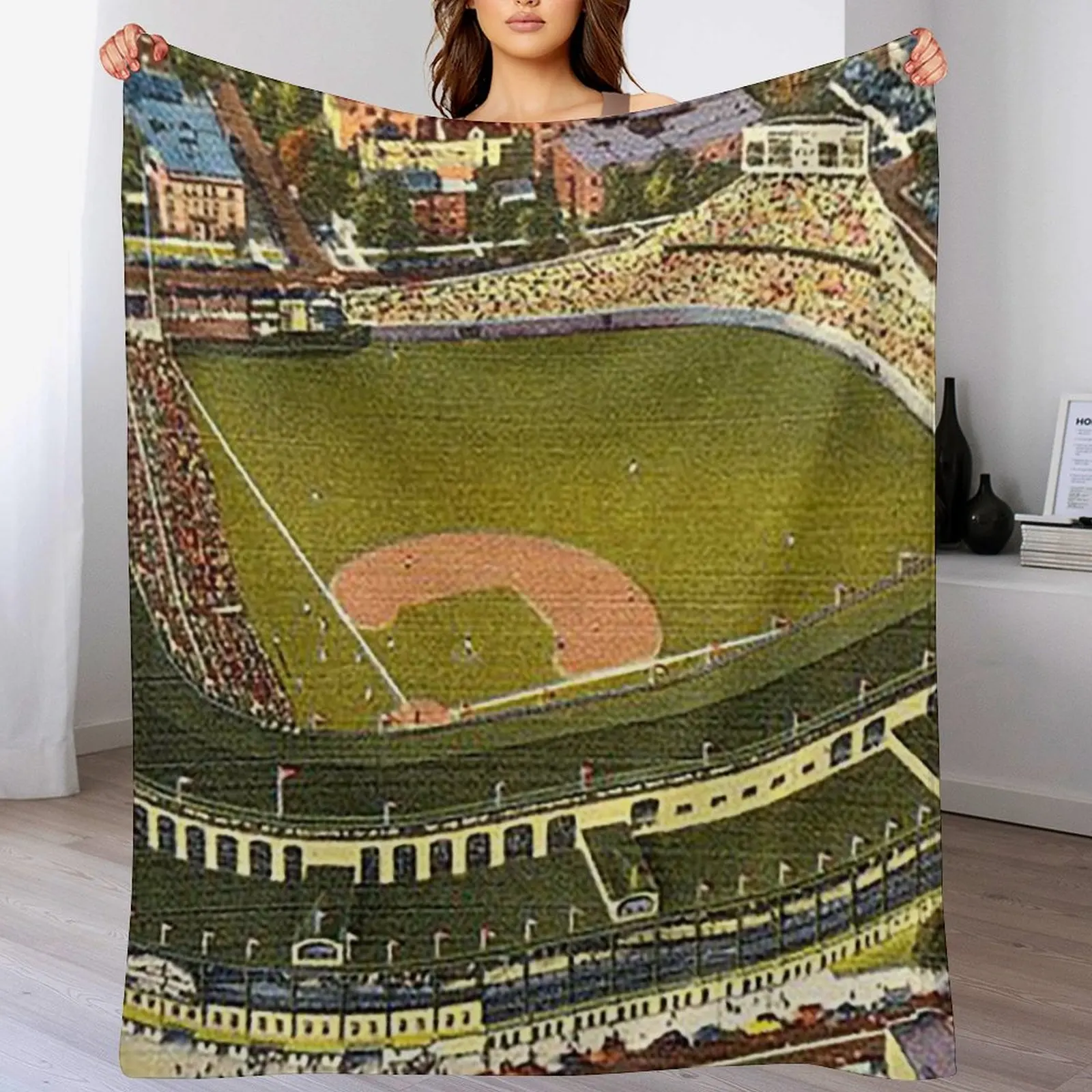 wrigley field,rooftop bleachers at wrigley,ivy covered outfield walls,chicago baseball stadium,old ballparks,old s Throw Blanket