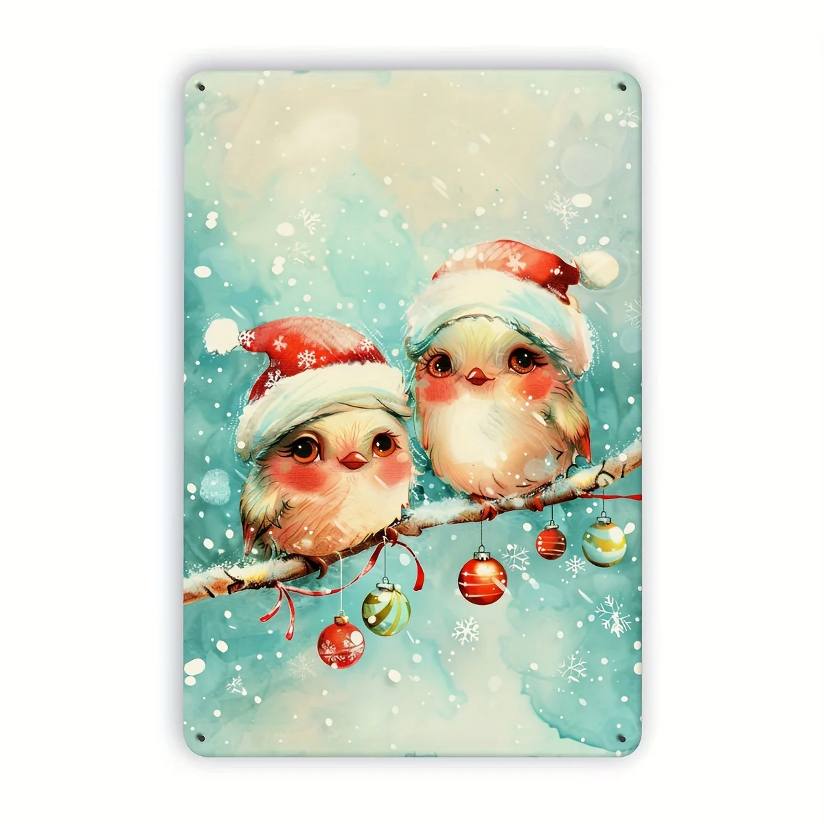 Metal Tin Sign Featuring Birds, Perfect for Christmas Indoor And Outdoor Decoration. This Hanging Tin Artwork Is Suitable for