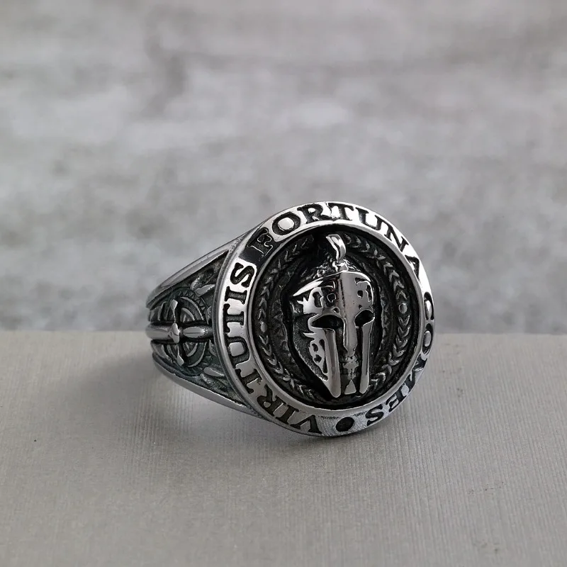 Vintage Stainless Steel Mask Ring for Men, European American Retro Style Decorative Finger Fashion Jewelry
