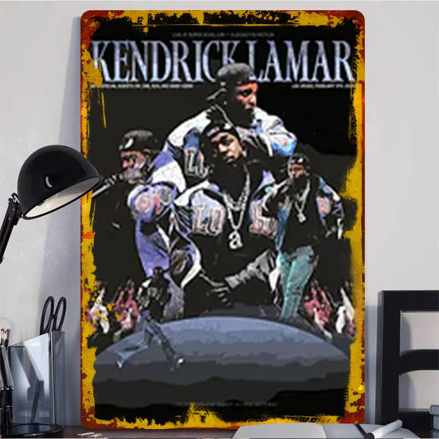 Kendrick Lamar Music Artwork Custom Metal Tin Sign Home Decor Wall Hanging Poster for Fans Collection
