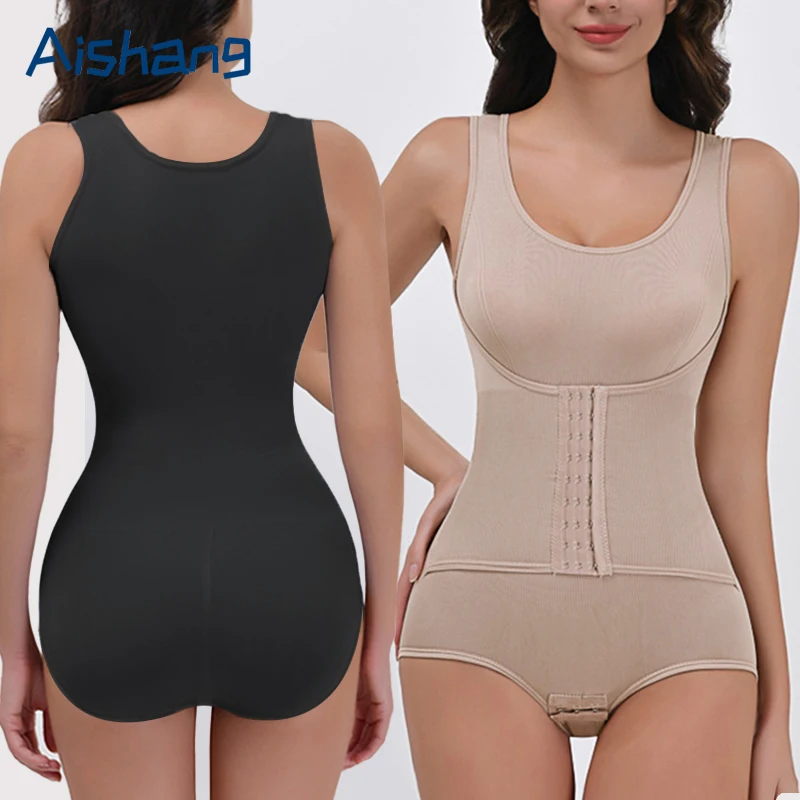 Open Crotch Bodysuit Shapewear Fake Two-piece Tummy Control Body Shaper Postpartum Slimming Sheath Woman Abdomen Hip Lift Corset