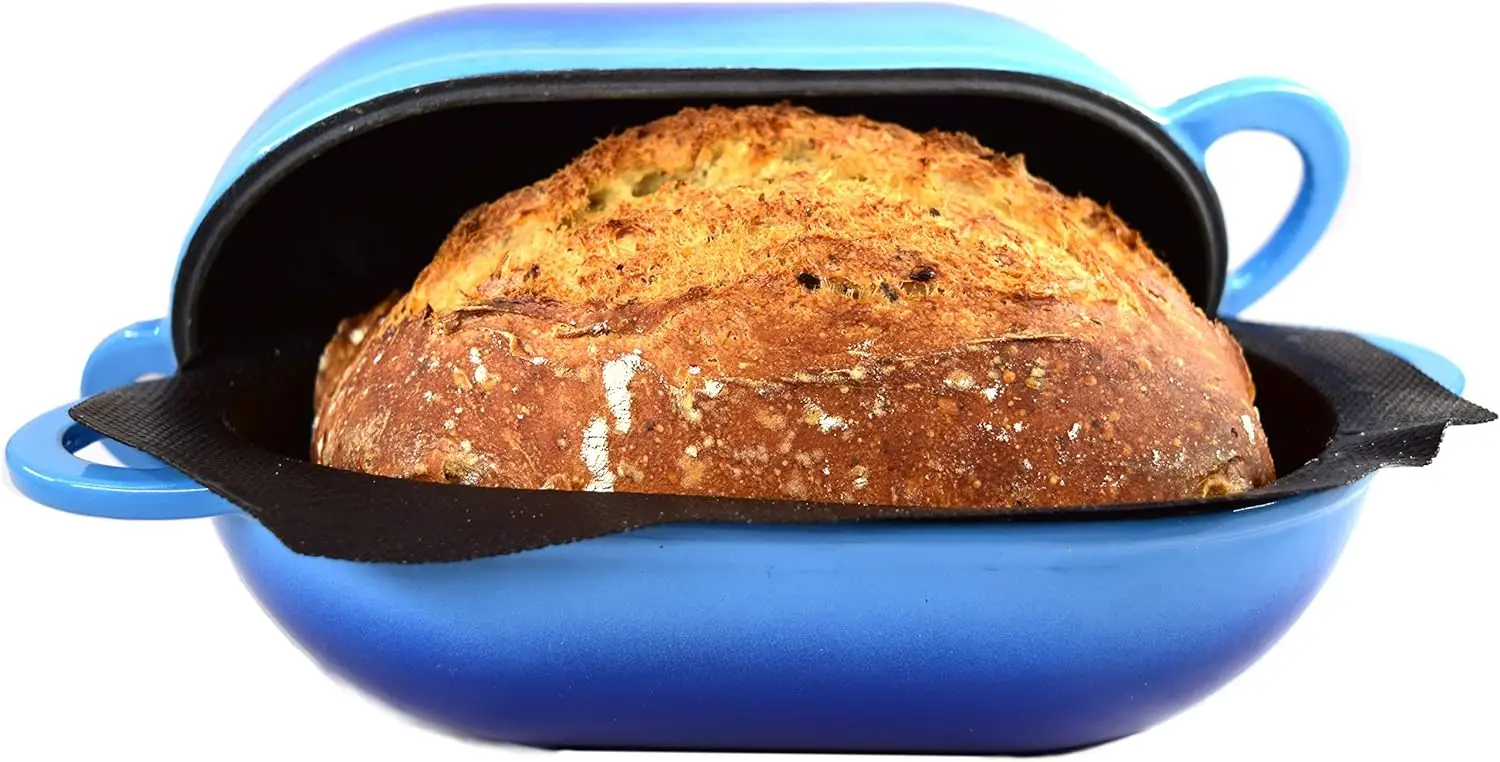 Incredibly Easy Artisan Bread Kit. Cast Iron Dutch Oven [2 quart] and Perforated Non-Stick Silicone Liner.