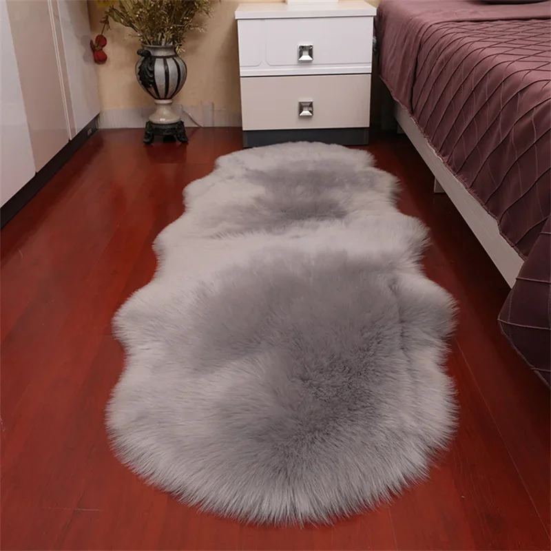 Super Soft Long Plush Living Room Carpet Artificial Wool Carpets for Living Room Anti-Slip Solid Color Sofa Bed Faux Fur Rug Mat