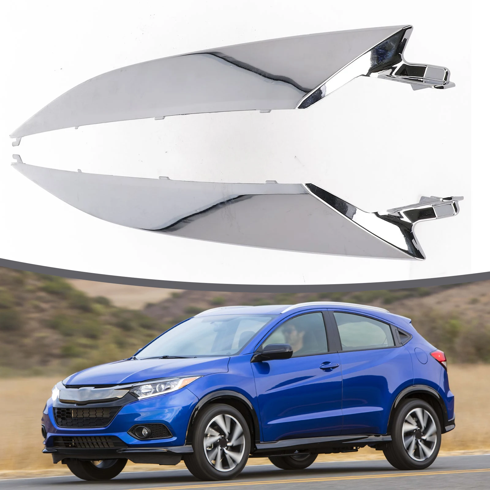 

Сменные хромированные накладки на переднюю решетку и фары для Honda HR-V 2019-2021 годов выпуска, прямая установка, комплект из 2 штук с номерами OEM-деталей