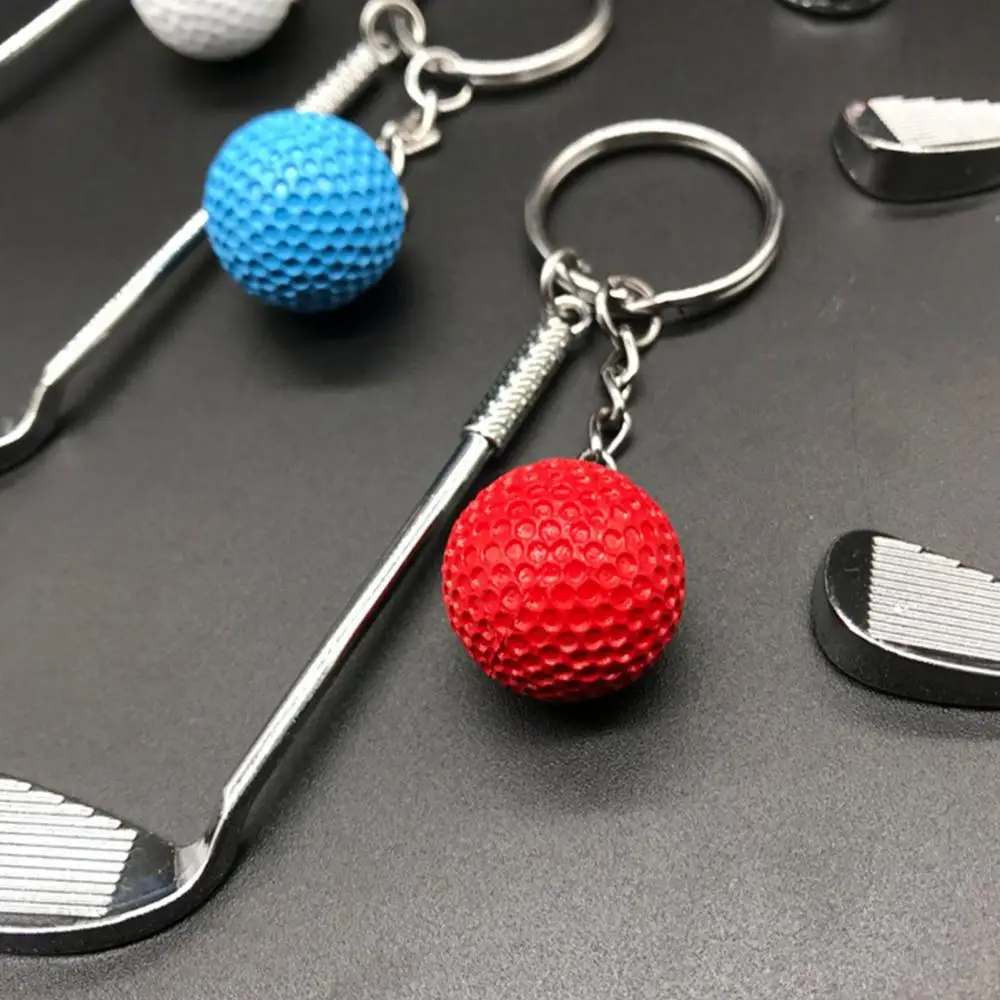 Golf Ball Pendant Keychain Mini Metal Keyring Bag Decoration Golf Club Ball Key Ring Golf Car Phone Key Chain Gift