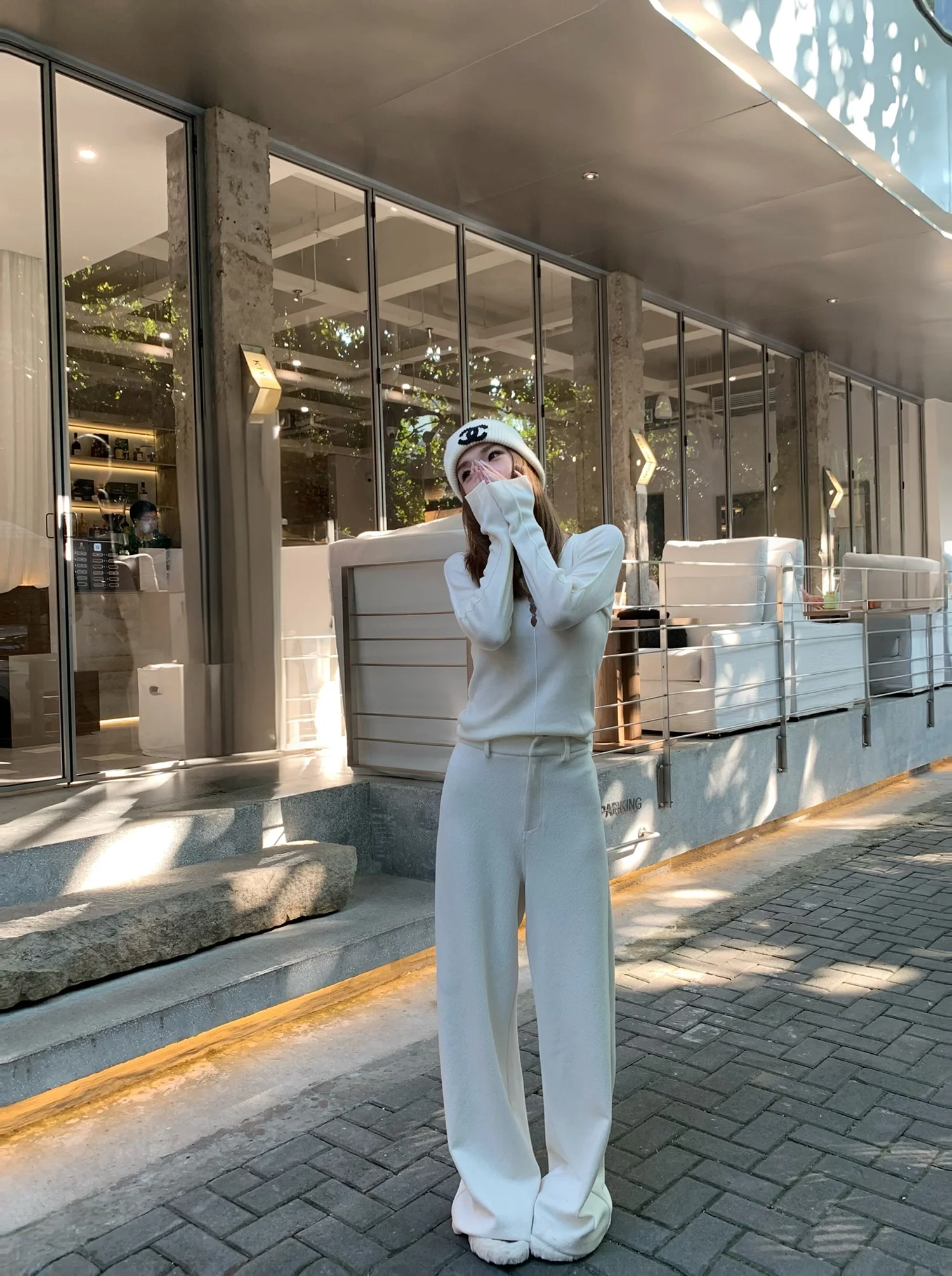 

Uuyeii Wool Knitted Wide Leg Pants Women's Straight Cut Drapey Texture Snow Velvet New Sle Versatile Casual Trousers