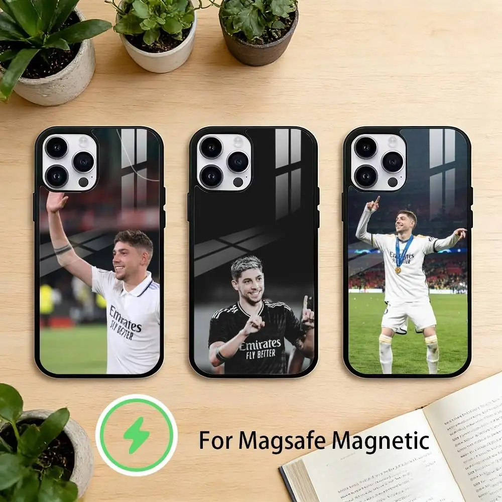 

Football Fan f-Federico v-Valverde Phone Case For iPhone 17 16 15 14 13 12 Pro Max Plus for Mirror Wireless Magnetic Cover