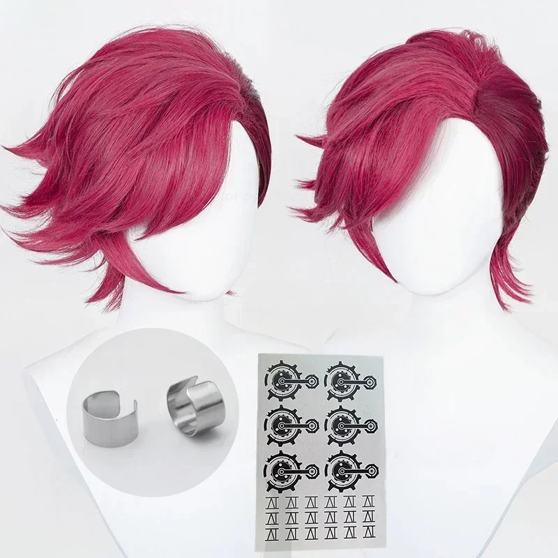 

Game LOL Arcane Vi Косплей Парик VI Deep Rose Короткие термостойкие синтетические волосы Ролевые игры Аниме Парики или татуировки или зажимы для ушей