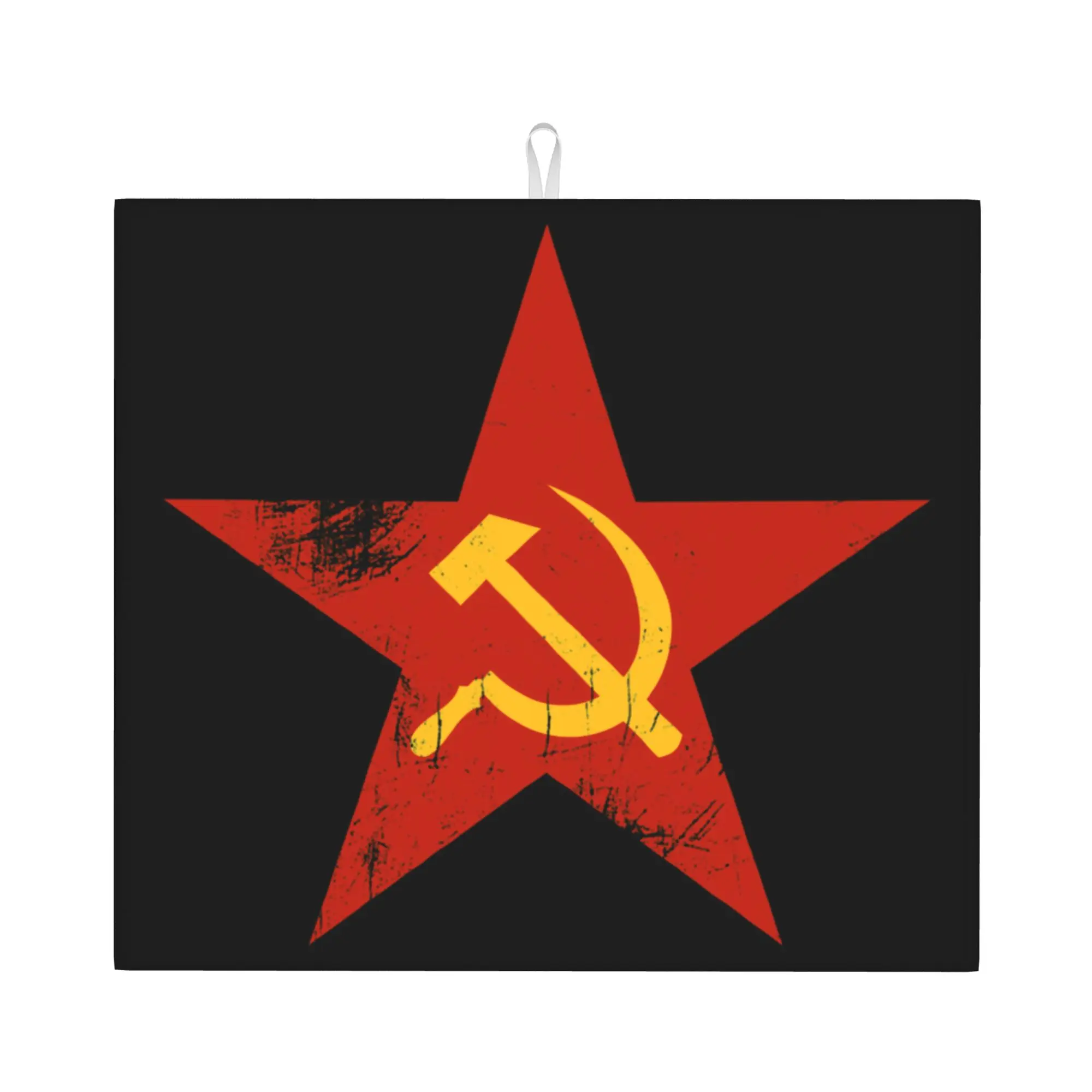 Drying Mat For Kitchen Russia Flag USSR Soviet Union Hammer Sickle CCCP Barware Tableware Washable Kitchen Sink Drying Pad