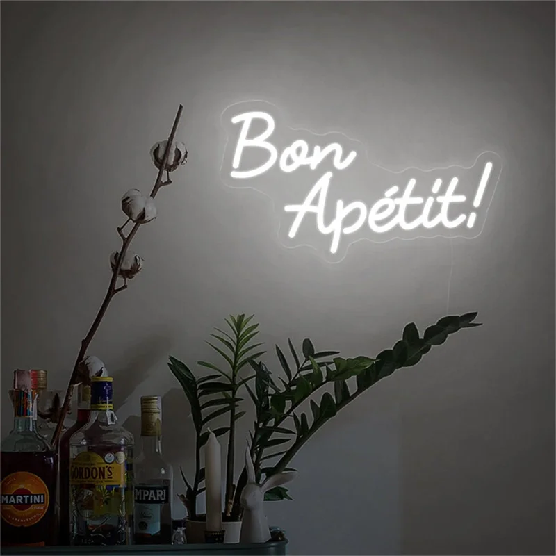 Imagem -02 - Wall Decor Neon Sign para Cozinha Restaurante Loja Loja Festa de Arte Sinal Led Placa de Negócios Faux Apetit 50cm