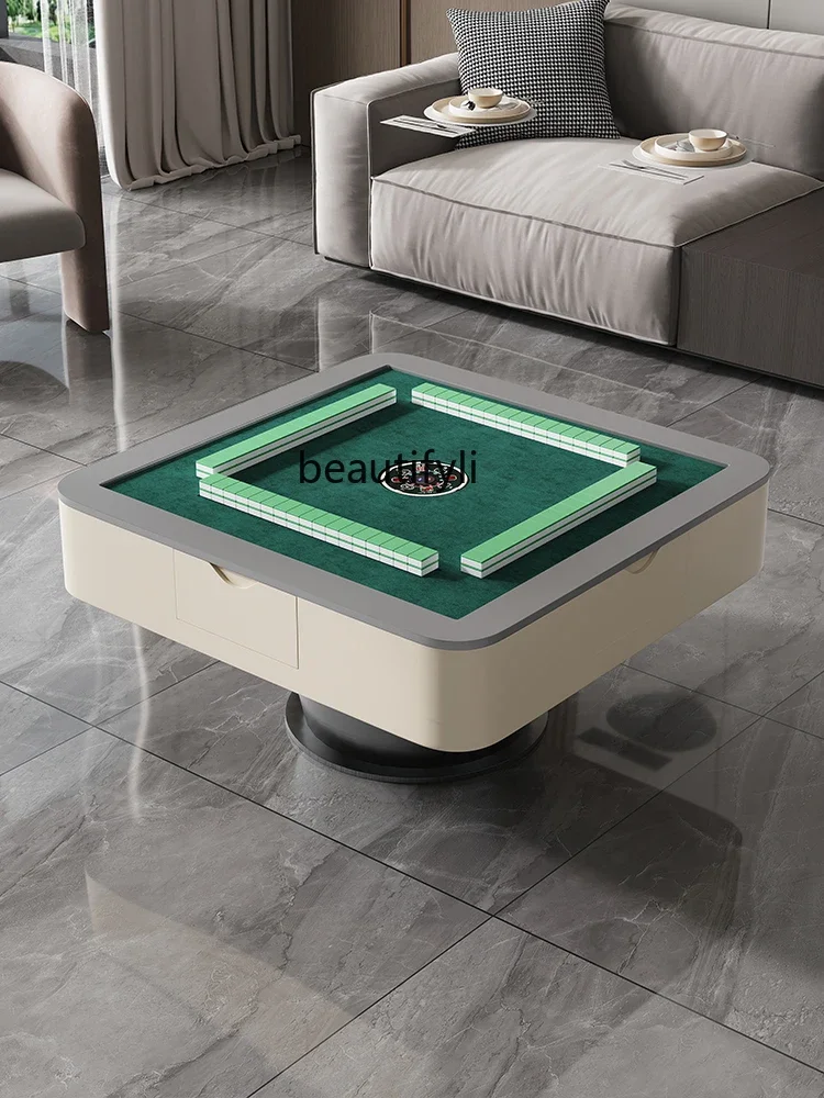 Three-in-one rock slab mahjong table coffee table home living room modern multifunctional lifting coffee table