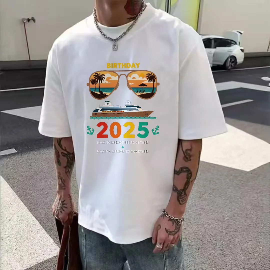 تي شيرت - كاجوال برقبة دائرية من القطن صيفي بأكمام قصيرة للرجال والنساء المراهقين والرجال مطبوع جديد للجنسين