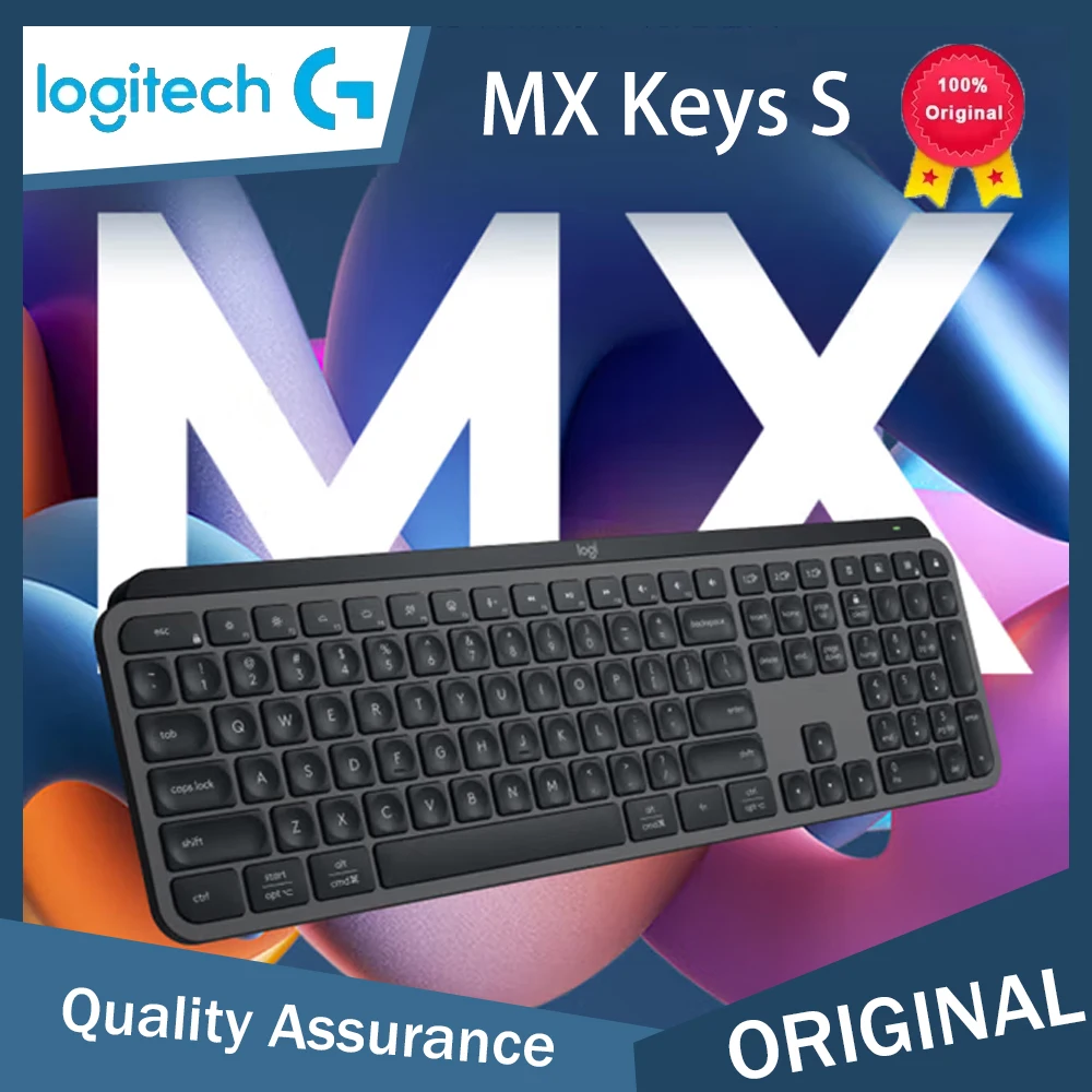 Nuevo teclado inalámbrico Logitech MX Keys S de perfil bajo, retroiluminación Bluetooth USB C recargable para teclas programables de Windows