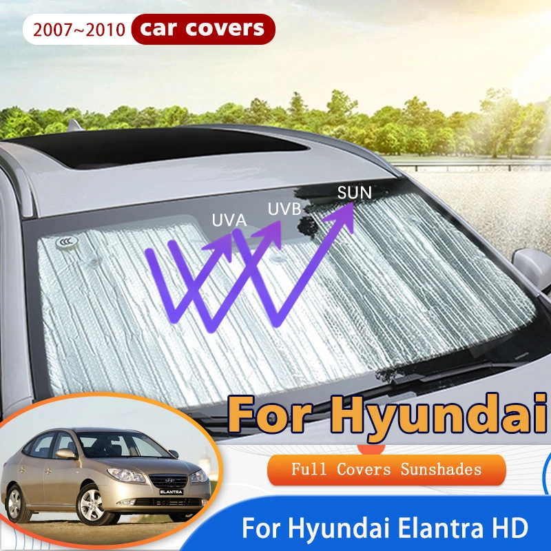 Full Covers Sunshades For Hyundai Elantra HD 2007 2008 2009 2010 Car Accessories Sun Protection Windshields Side Window Visor