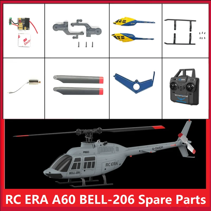 RC ERA A60 Mini Bell206 RC Helicopter Spare Parts Accessory Main Blade Motor Landing Gear Servo Light Linkage Receiver Tail Wing