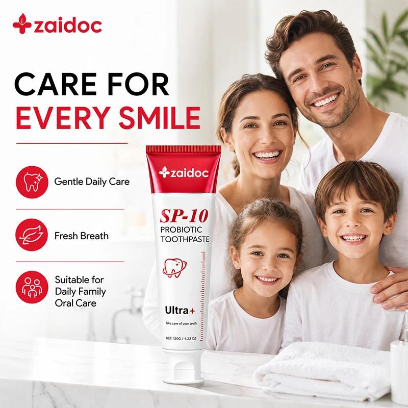ZaiDoc 3Pcs Toothpaste Set : Probiotic + Coconut Whitening + Clear Gel with Christmas Hearts Nano Hydroxyapatite Natural Oral Care 120g Each