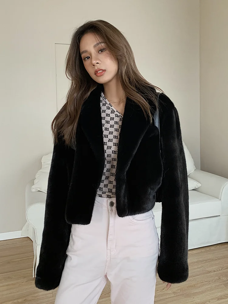 HDHOHR 2024 New Natural Mink Fur Coats Women High Quality Real Mink Fur Coats Outwear Park With Fur Female Warm Winter Jacket