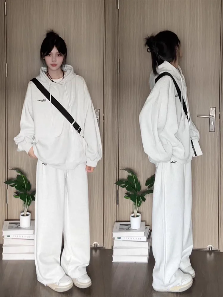 المرأة حجم كبير المخملية هوديي + فستان أطفال مع سروال داخلي سميكة الخريف الشتاء ملابس رياضية عادية قطعتين الزي للطلاب والعدائين #1