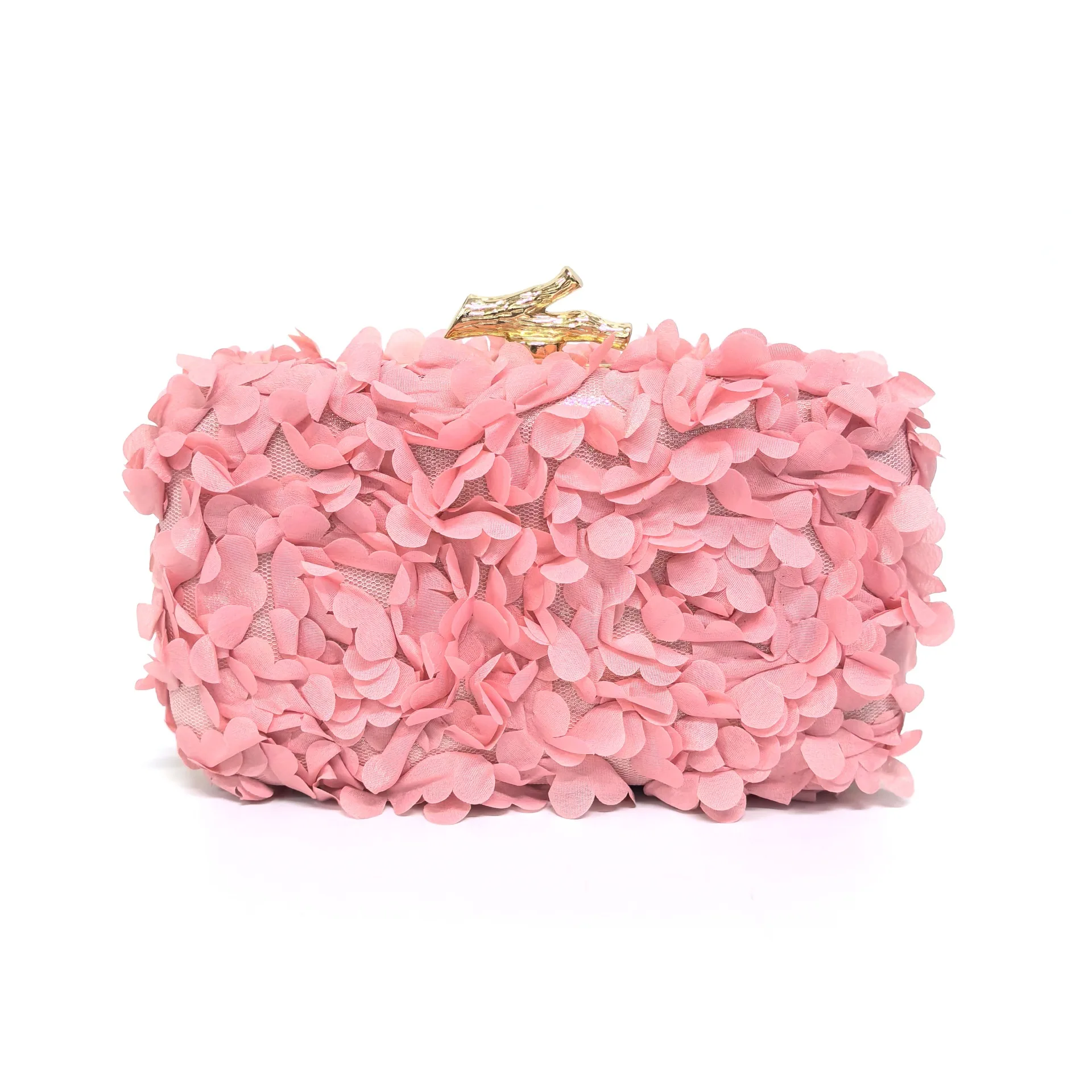 

Pink Clutch Bag for Wedding New in Women's Double Appliques Flower Evening Bags Romantic Handbags Birthday Party Box Bag