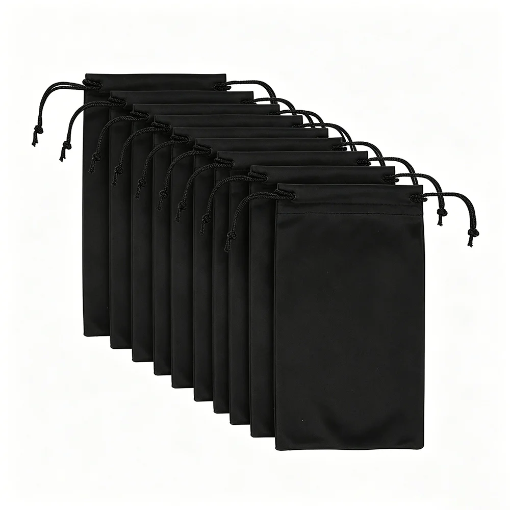 High Quality Drawstring Glasses Bags Microfiber Black Eyeglasses Pouch Glasses Pocket
