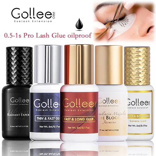 Gollee 0,5-1S adhesivos rápidos para pestañas postizas, sin olor, pegamento para extensiones de pestañas, sin irritación, suministros de extensión de pestañas, herramientas de maquillaje