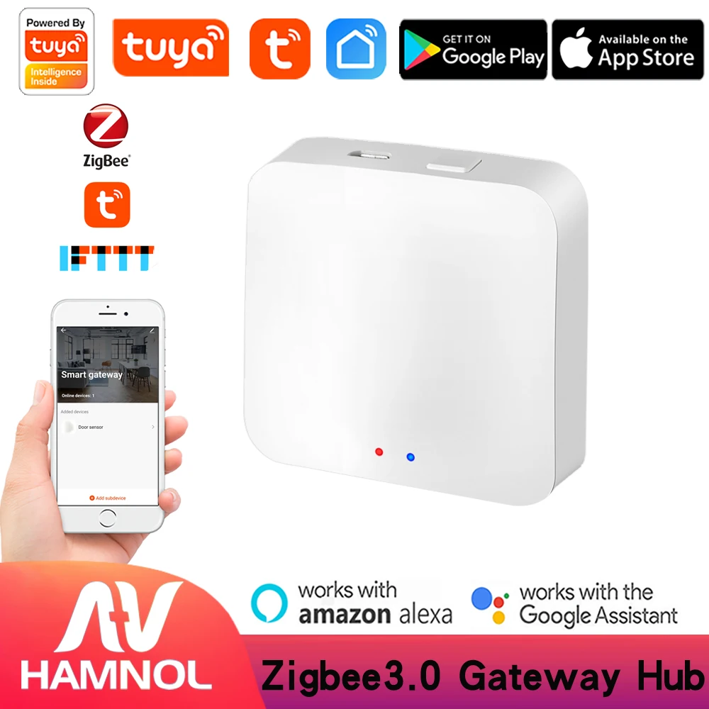 Tuya Smart Zigbee 3.0 Wireless Gateway HUB Smart Home Gateway Smart Life Remote Control Zigbee Protocol Works With Alexa Google