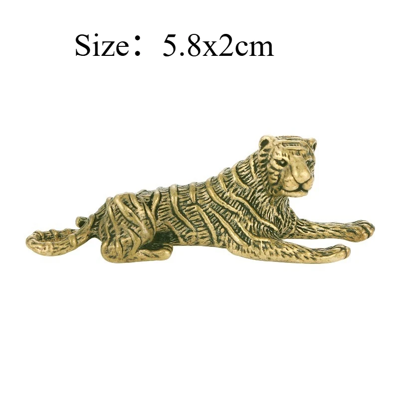 1 PC Chinese Zodiac Tiger Dominant Siberian Tiger Vintage Bronze Ornament Antiqued Archaized Brass Office Study Home Decoration