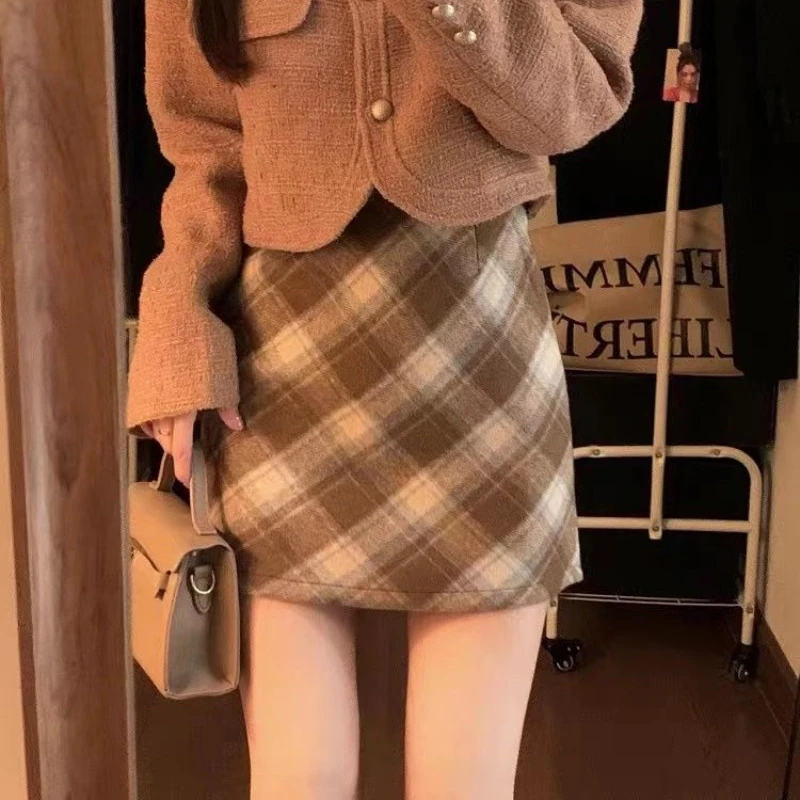 

Юбки женские трапециевидные уютные осенние милые стильные повседневные корейские клетчатые универсальные модные уличные Ulzzang Mujer Faldas Mini Lovely