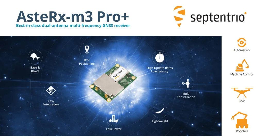 Septentrio AsteRx-M3 Pro+ Receptor GNSS multifrequência de antena dupla mais recente em classe