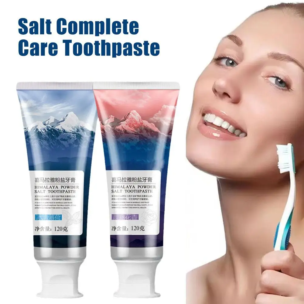 Creme dental sal do Himalaia para adultos, limpeza oral e refrescante, respiração misteriosa oriental neve montanha creme dental