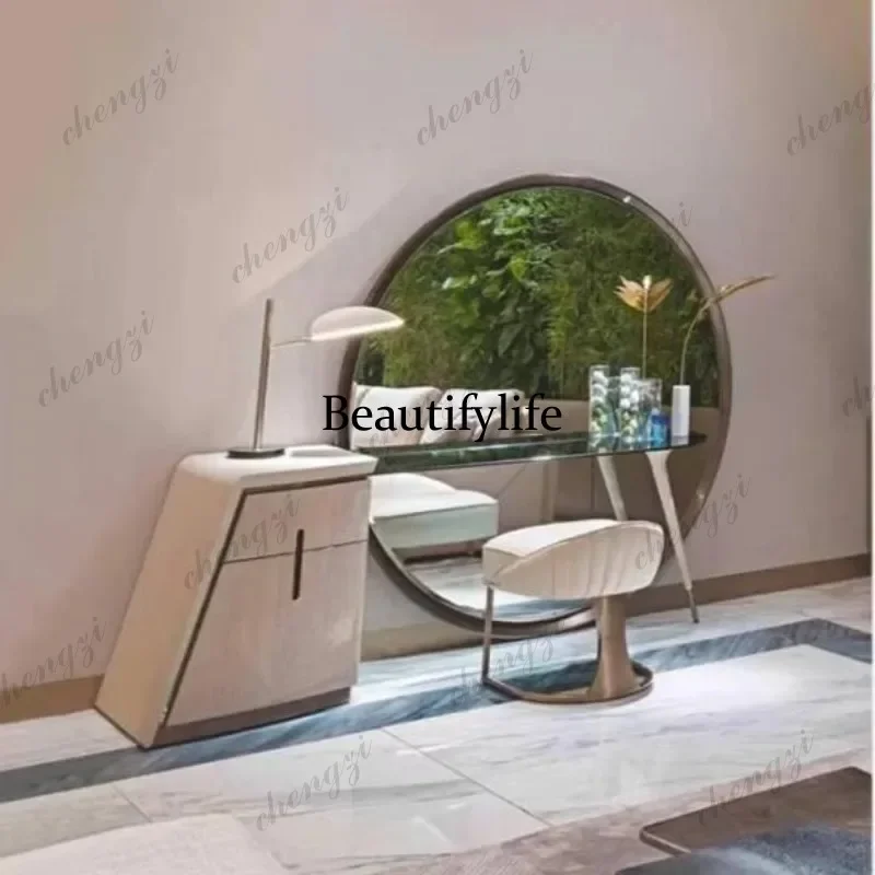 G153 Italian Brown Dressing Table Storage European White Modern Dressing Table Drawers Mirror Coiffeuse De Chambre Organizer Mak