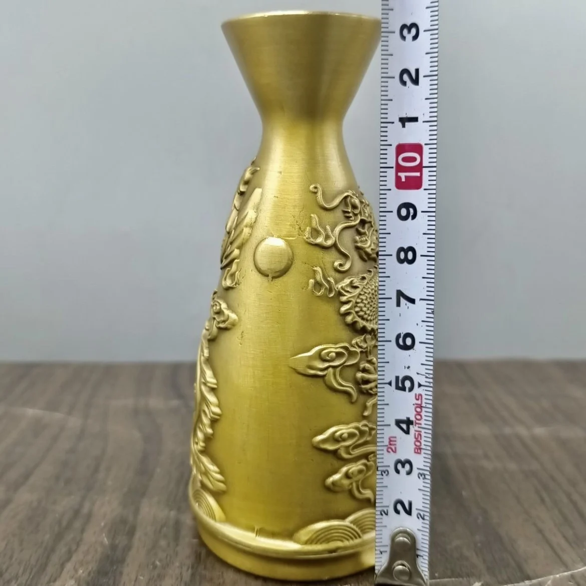 Collection of Qianlong annual brass double dragon play beads wine separator handicrafts vase home ornaments