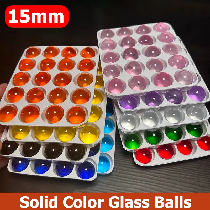 10/20pcs Solid Color Glass Balls Diameter 15mm Transparent Marbles High Precision Anti Boiling Ball Fish Tank Balls