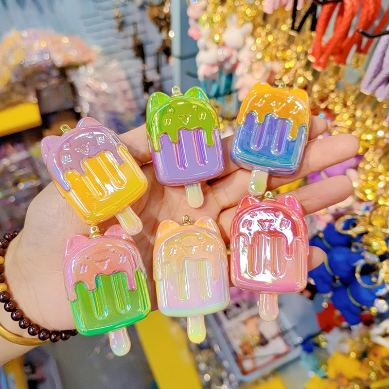 Colorful Ice Cream Charm Keychain For Women Kid Mini Simulated Food KeyChain Original Keychains Creative Jewelry Gifts