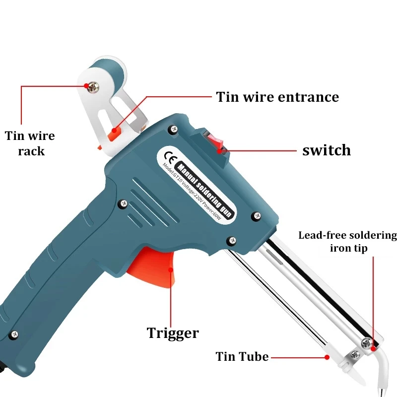 Pistola per saldatura automatica 110V/220V 60W spina usa/ue riscaldamento interno tenuto in mano invia automaticamente strumenti di riparazione per