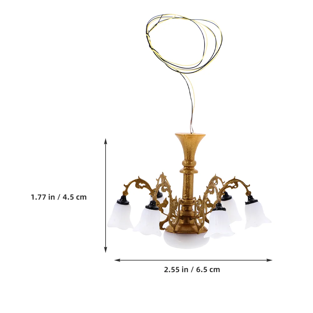 Model żyrandola mikro kształtowanie krajobrazu Mini lekka lampa sufitowa Craft miniaturowy mały wiszący dom wisiorek meble domek dla lalek