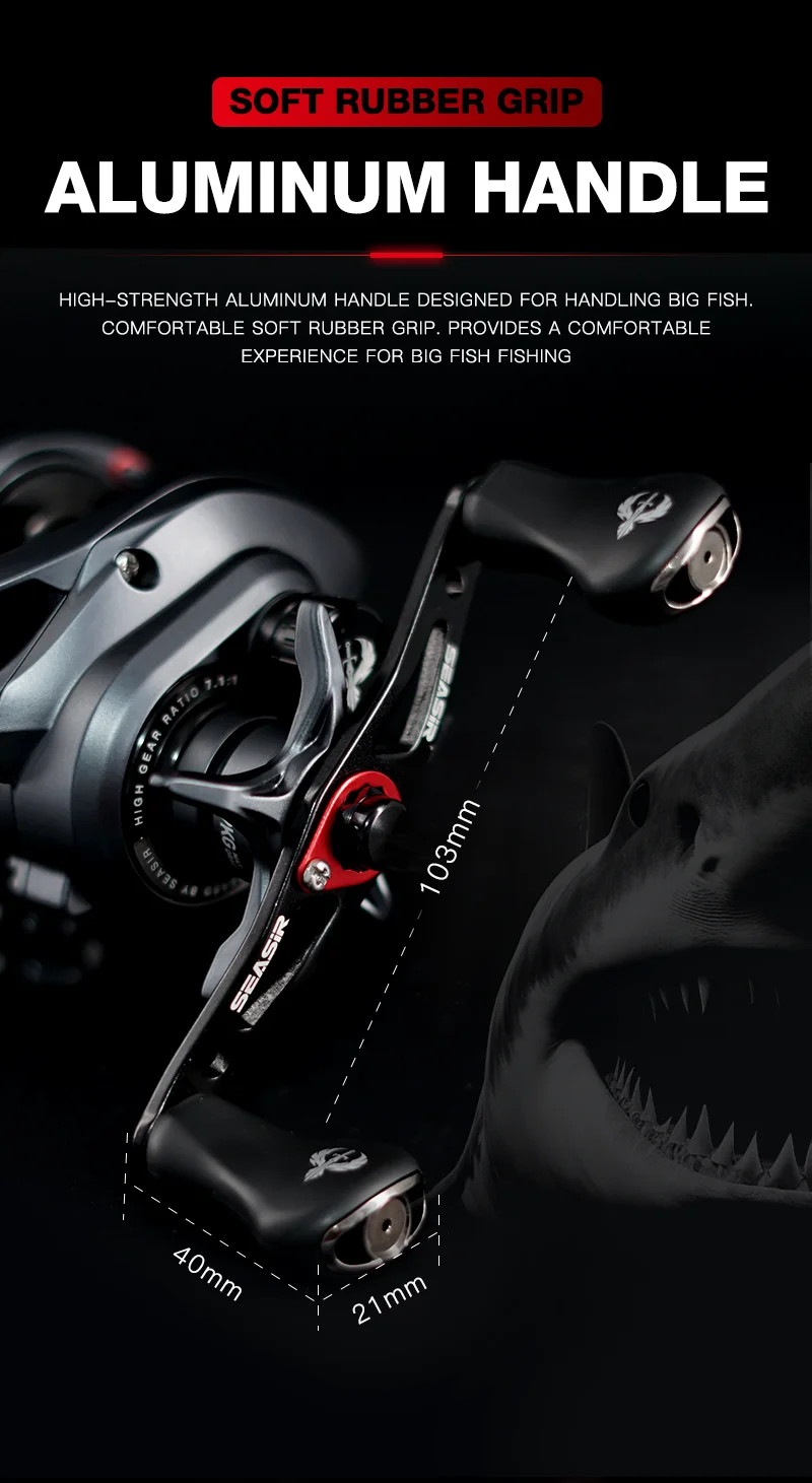 Seasir Commando Power Baitcaster-Rolle, Hochgeschwindigkeits-Übersetzungsverhältnis 7,1:1 Drag 9 kg, neue Generation Drag Clicker, Fresh Saltwater Fishing – Detail 14