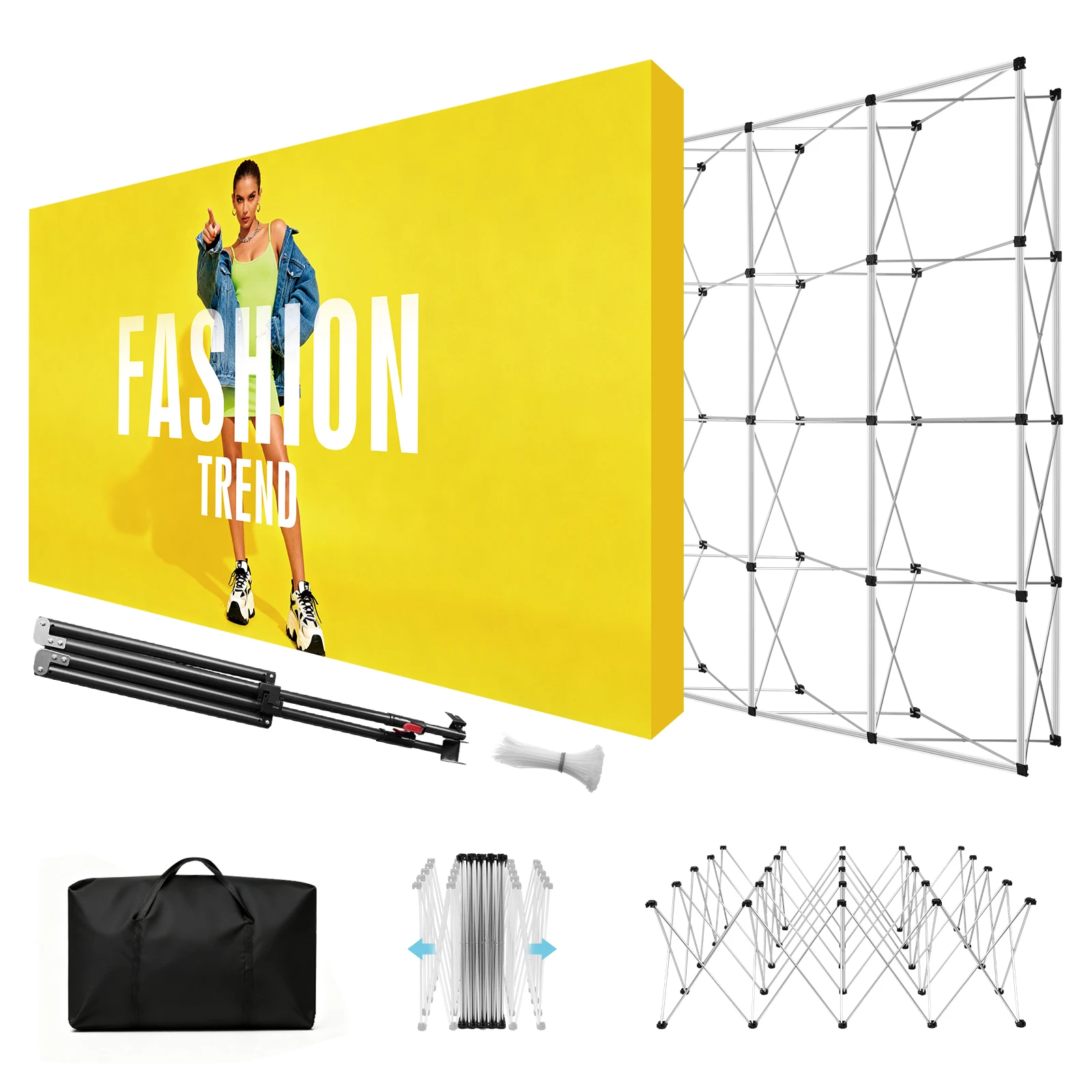 

10x10/10x15/10x17 FT Banner Show Frame with Carrying Bag Collapsible Stand Only for Business Shopping Malls Campuses Weddings