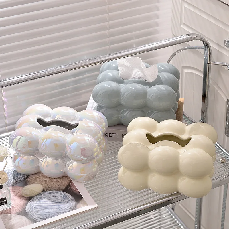 

Tissue Container 19.5x15x10cm Light Luxury 2023 High-end Poly Long Eith Living Room Decoration Tissue Holder Ceramic Tissue Box